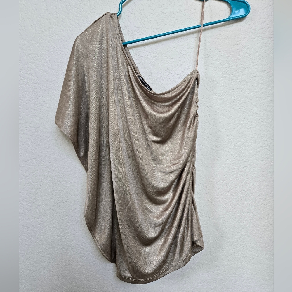 Express Gold One Shoulder Top
